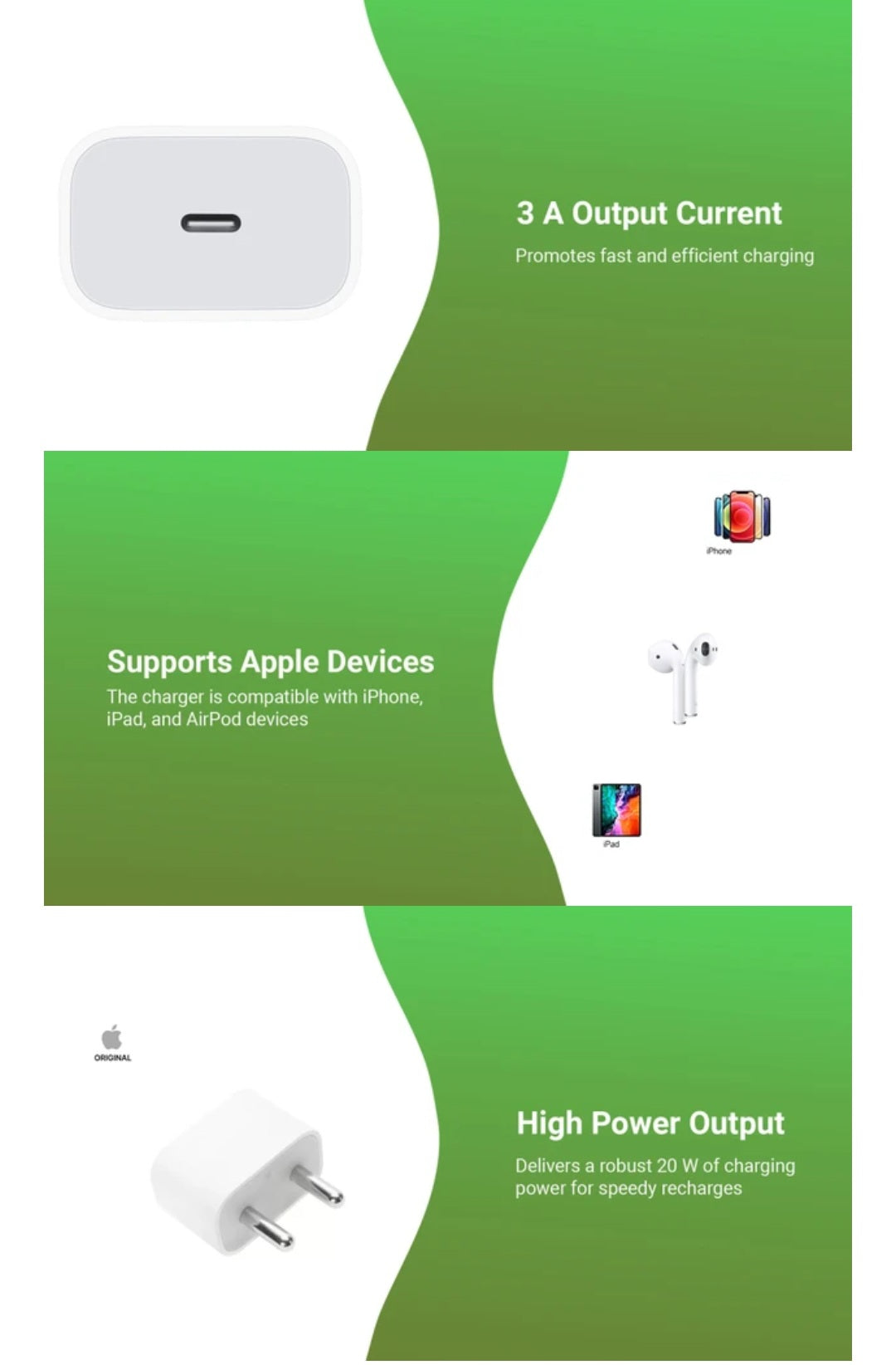 Apple 20w USB c type power charging adapter for IPhone,Ipad,Airpods