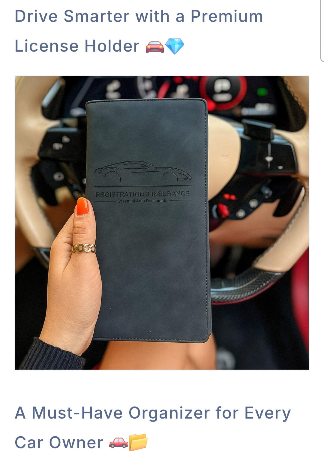 Leather Unique Car Registration and Documents Holder